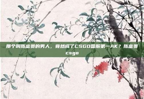 那个叫陈富贵的男人，竟然成了CSGO国服第一AK？陈富贵csgo