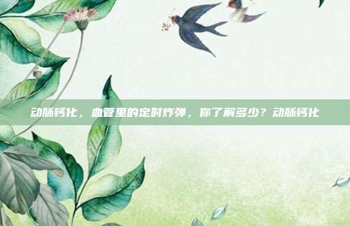 动脉钙化,血管里的定时炸弹,你了解多少?动脉钙化