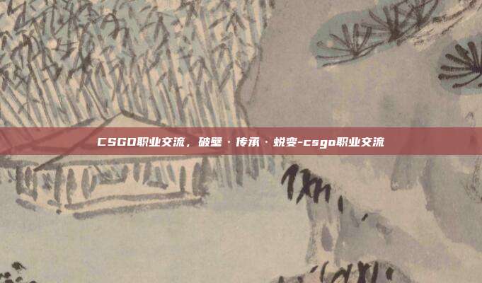 CSGO职业交流,破壁·传承·蜕变-csgo职业交流