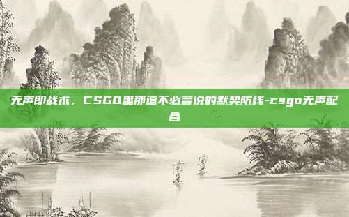 无声即战术,CSGO里那道不必言说的默契防线-csgo无声配合