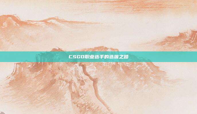 CSGO职业选手的选拔之路