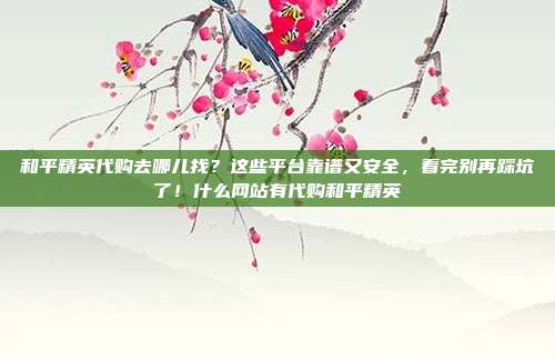 和平精英代购去哪儿找?这些平台靠谱又安全,看完别再踩坑了!什么网站有代购和平精英