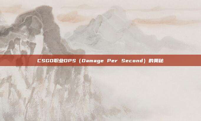 CSGO职业DPS(Damage Per Second)的奥秘