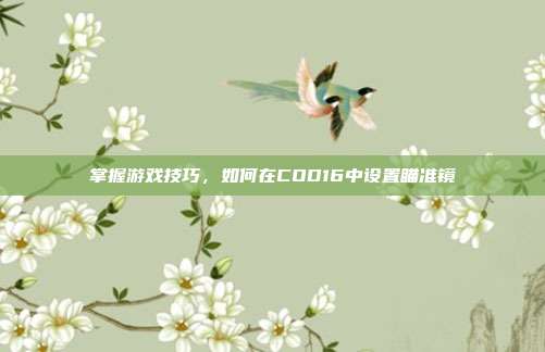 掌握游戏技巧，如何在COD16中设置瞄准镜