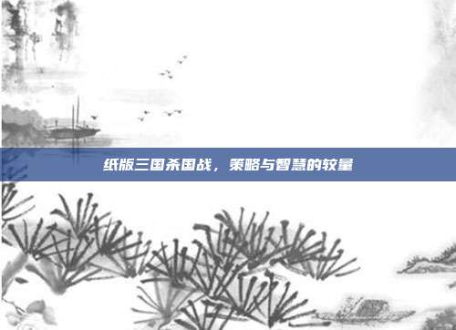 纸版三国杀国战，策略与智慧的较量