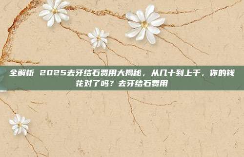 全解析 2025去牙结石费用大揭秘,从几十到上千,你的钱花对了吗?去牙结石费用