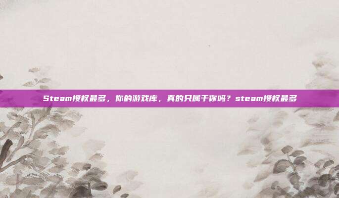 Steam授权最多,你的游戏库,真的只属于你吗?steam授权最多