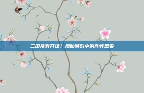 三国杀有开挂?揭秘游戏中的作弊现象