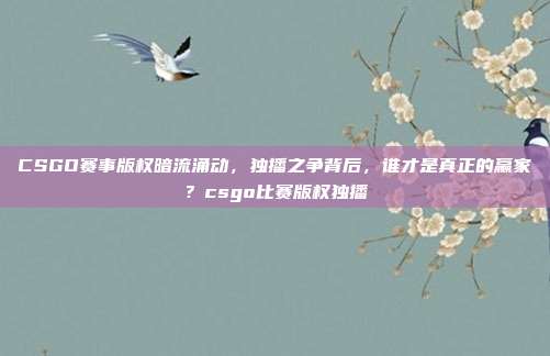 CSGO赛事版权暗流涌动,独播之争背后,谁才是真正的赢家?csgo比赛版权独播