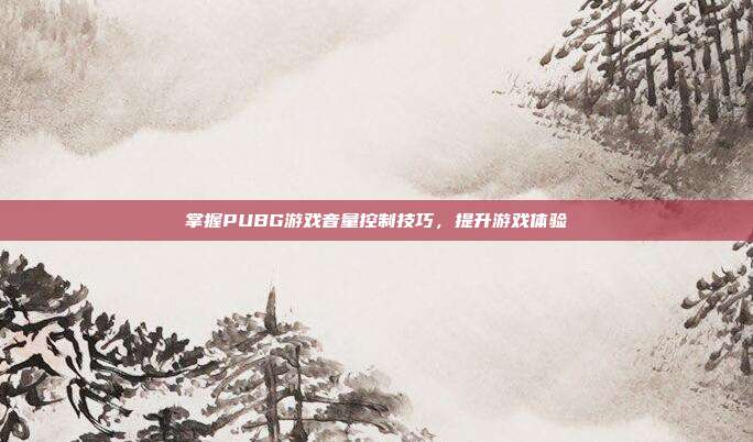 掌握PUBG游戏音量控制技巧，提升游戏体验