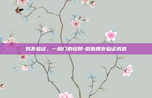 好友验证,一扇门的轻叩-微信朋友验证消息