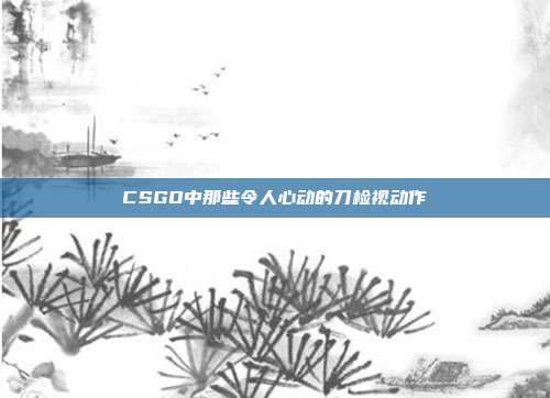 CSGO中那些令人心动的刀检视动作