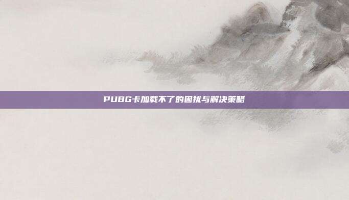 PUBG卡加载不了的困扰与解决策略