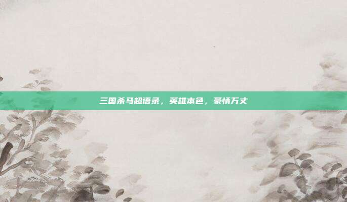 三国杀马超语录,英雄本色,豪情万丈