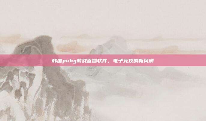 韩国pubg游戏直播软件，电子竞技的新风潮