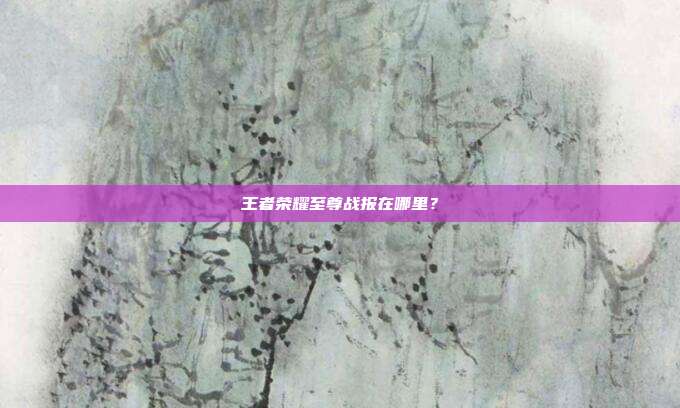 王者荣耀至尊战报在哪里？