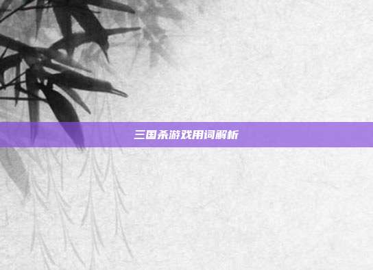 三国杀游戏用词解析