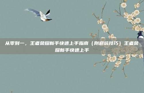 从零到一,王者荣耀新手快速上手指南(附避坑技巧)王者荣耀新手快速上手