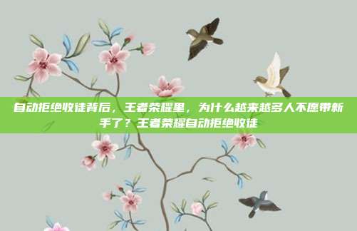 自动拒绝收徒背后,王者荣耀里,为什么越来越多人不愿带新手了?王者荣耀自动拒绝收徒