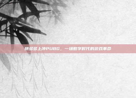 拼多多上冲PUBG,一场数字时代的游戏革命