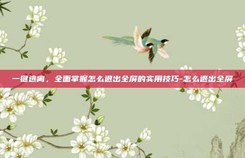 一键逃离,全面掌握怎么退出全屏的实用技巧-怎么退出全屏