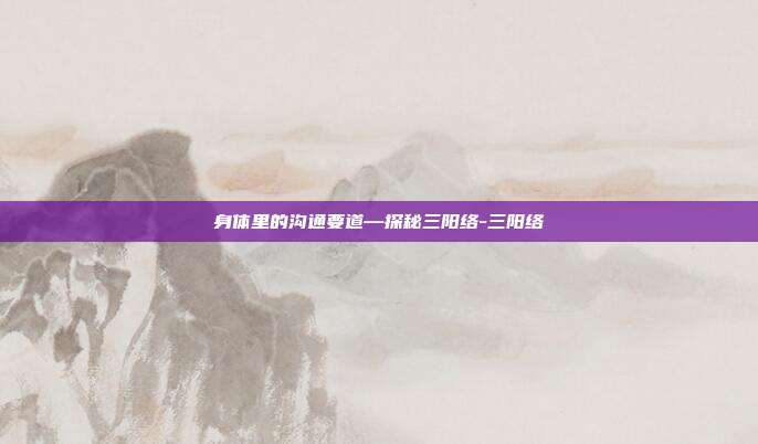 身体里的沟通要道—探秘三阳络-三阳络