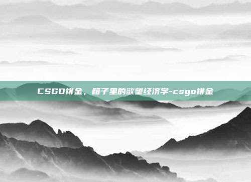 CSGO排金，箱子里的欲望经济学-csgo排金