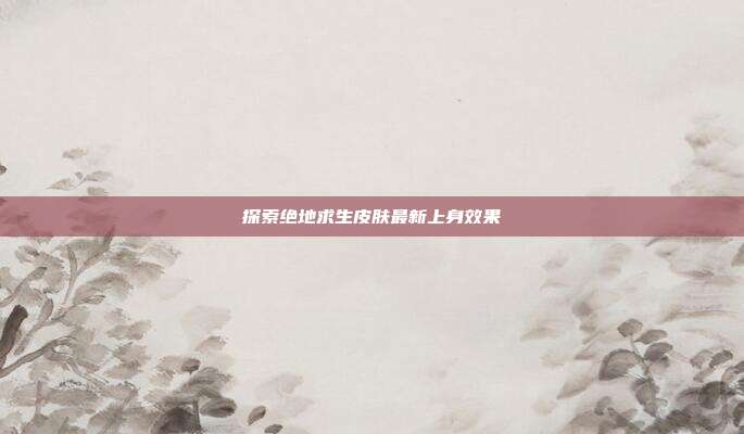 探索绝地求生皮肤最新上身效果