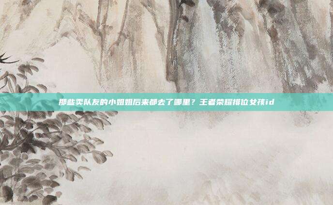 那些卖队友的小姐姐后来都去了哪里？王者荣耀排位女孩id