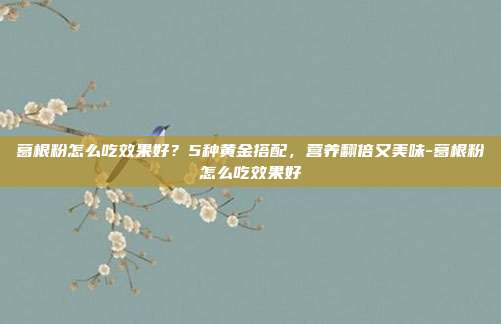 葛根粉怎么吃效果好？5种黄金搭配，营养翻倍又美味-葛根粉怎么吃效果好