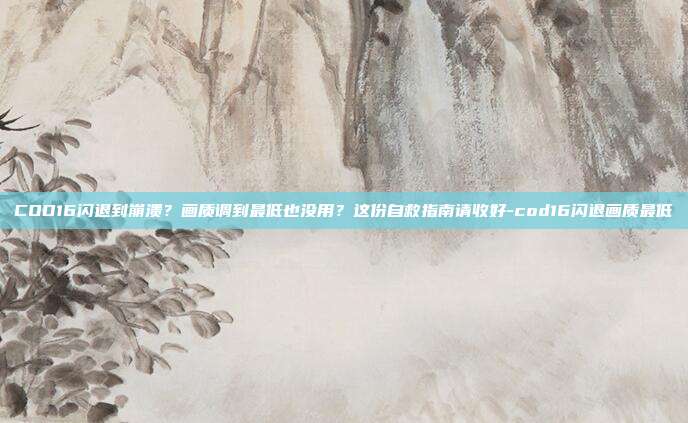 COD16闪退到崩溃?画质调到最低也没用?这份自救指南请收好-cod16闪退画质最低