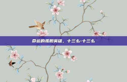 命运的孤胆英雄,十三么-十三么