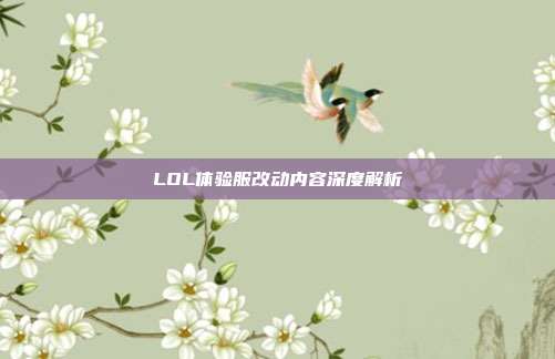 LOL体验服改动内容深度解析