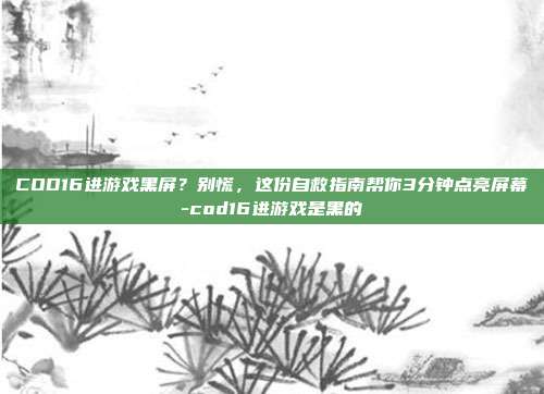 COD16进游戏黑屏？别慌，这份自救指南帮你3分钟点亮屏幕-cod16进游戏是黑的
