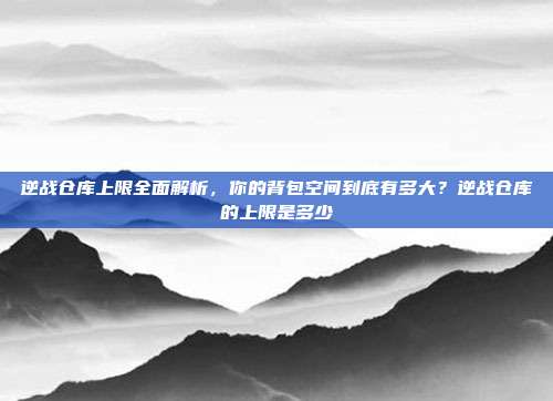 逆战仓库上限全面解析,你的背包空间到底有多大?逆战仓库的上限是多少