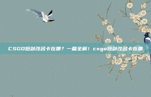 CSGO短剑改名卡在哪?一篇全解!csgo短剑改名卡在哪