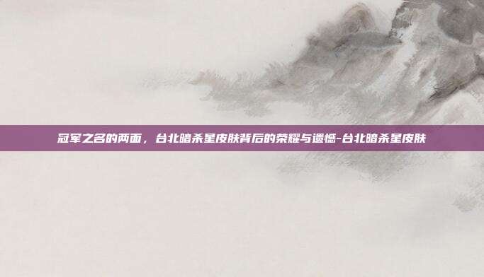 冠军之名的两面,台北暗杀星皮肤背后的荣耀与遗憾-台北暗杀星皮肤