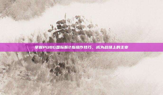 掌握PUBG国际服2指操作技巧,成为战场上的主宰