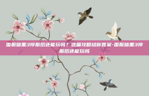国服暗黑3停服后还能玩吗?这篇攻略给你答案-国服暗黑3停服后还能玩吗