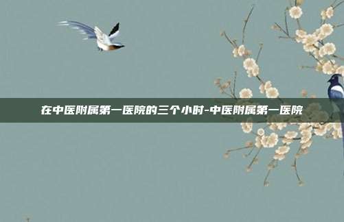 在中医附属第一医院的三个小时-中医附属第一医院