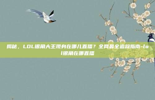 揭秘，LOL银角大王现身在哪儿直播？全网最全追踪指南-lol银角在哪直播