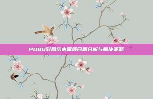 PUBG对局结束黑屏问题分析与解决策略