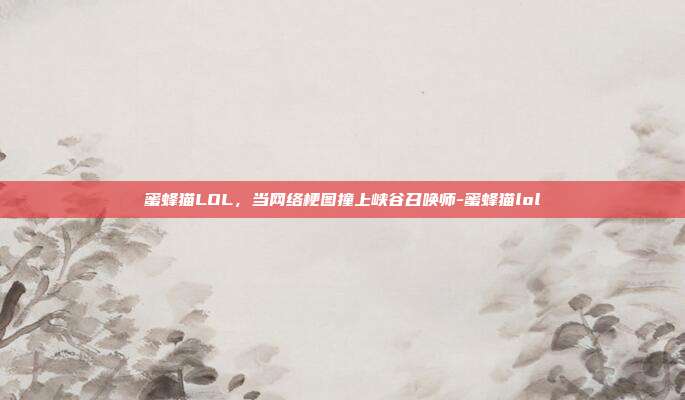 蜜蜂猫LOL,当网络梗图撞上峡谷召唤师-蜜蜂猫lol