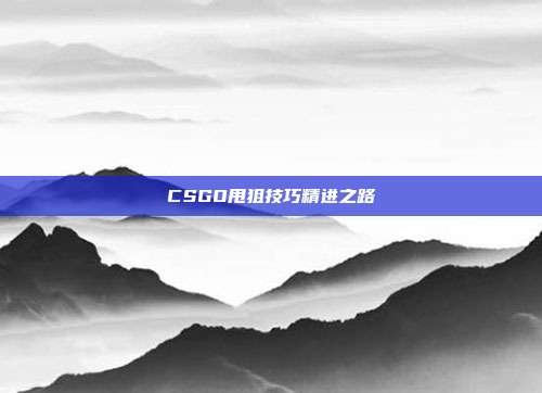 CSGO甩狙技巧精进之路