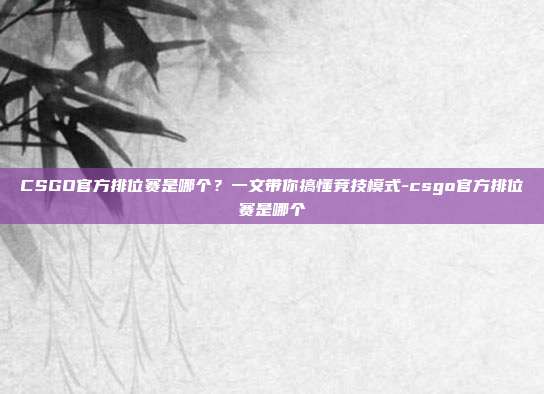 CSGO官方排位赛是哪个？一文带你搞懂竞技模式-csgo官方排位赛是哪个