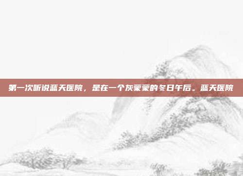 第一次听说蓝天医院，是在一个灰蒙蒙的冬日午后。蓝天医院