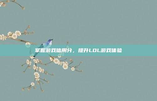掌握游戏信用分，提升LOL游戏体验