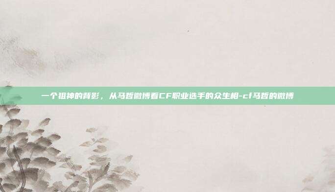 一个狙神的背影,从马哲微博看CF职业选手的众生相-cf马哲的微博