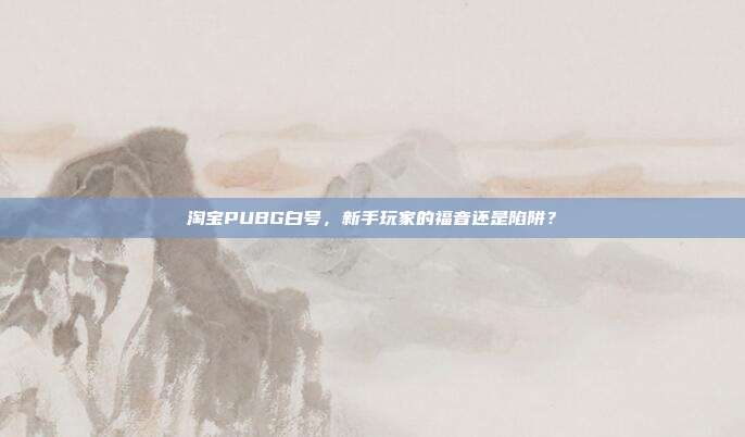 淘宝PUBG白号,新手玩家的福音还是陷阱?