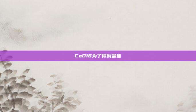 CoD16为了得到最佳